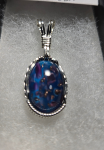 Custom Wire Wrapped European Vintage Stone Necklace/Pendant Sterling Silver