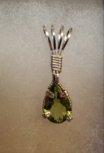 Custom Wire Wrapped Faceted Peridot Necklace/Pendant Sterling Silver