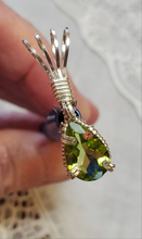 Load image into Gallery viewer, Custom Wire Wrapped Faceted Peridot Necklace/Pendant Sterling Silver