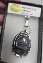 Load image into Gallery viewer, Custom Wire Wrapped Blue Quartz Madison County VA Necklace/Pendant Sterling Silver