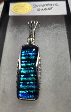 Load image into Gallery viewer, Custom Wire Wrapped Dichroic Glass Necklace/Pendant Sterling Silver