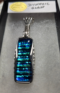Custom Wire Wrapped Dichroic Glass Necklace/Pendant Sterling Silver