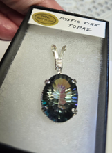 Load image into Gallery viewer, Custom Wire Wrapped Mystic Fire Topaz 12.4 cts. Necklace/Pendant Sterling Silver