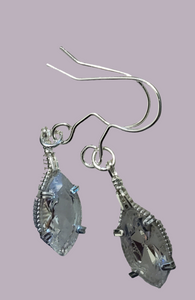 Custom Wire Wrapped Faceted Herkimer Diamond Earrings Sterling Silver