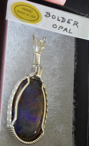 Custom Wire Wrapped Boulder Opal Necklace/Pendant Sterling Silver