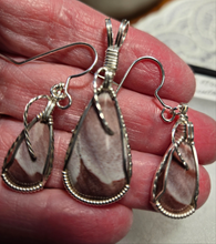 Load image into Gallery viewer, Custom Wire Wrapped Wonderstone Set: Earrings Necklace/Pendant Sterling Silver