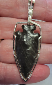 Custom Wire Wrapped Napped by Errett Callahan Arrowhead Necklace/Pendant Sterling Silver