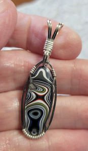 Custom Wire Wrapped Fordite Necklace/Pendant Sterling Silver