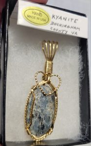 Custom Wire Wrapped Kyanite from Willis Mt. VA Necklace/Pendant 14kgf