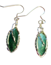 Load image into Gallery viewer, Custom Cut Polished &amp; Wire Wrapped Green Bridewell Stone Set: Necklace/Pendant Earrings Sterling Silver