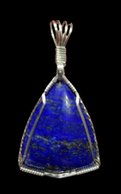 Load image into Gallery viewer, Custom Cut &amp; Polished Wire Wrapped Lapis Lazuli Necklace/Pendant Sterling Silver