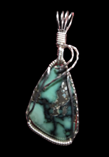 Load image into Gallery viewer, Custom Wire Wrapped Super Rare Variscite Snowville, NV Necklace/Pendant Sterling Silver