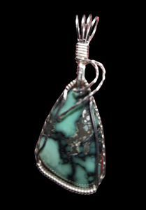 Custom Wire Wrapped Super Rare Variscite Snowville, NV Necklace/Pendant Sterling Silver