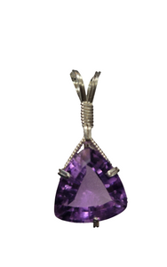 Custom Wire Wrapped Faceted Amethyst Necklace/Pendant Sterling Silver