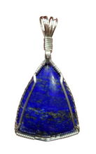 Load image into Gallery viewer, Custom Cut &amp; Polished Wire Wrapped Lapis Lazuli Necklace/Pendant Sterling Silver