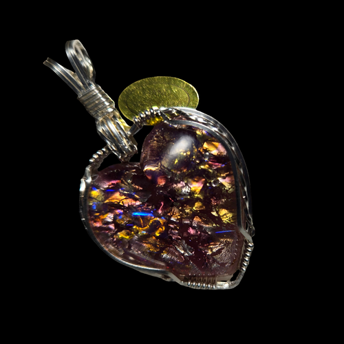 Custom Wire Wrapped European Vintage Heart Stone Necklace/Pendant Sterling Silver