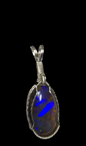 Custom Wire Wrapped Boulder Opal Necklace/Pendant Sterling Silver