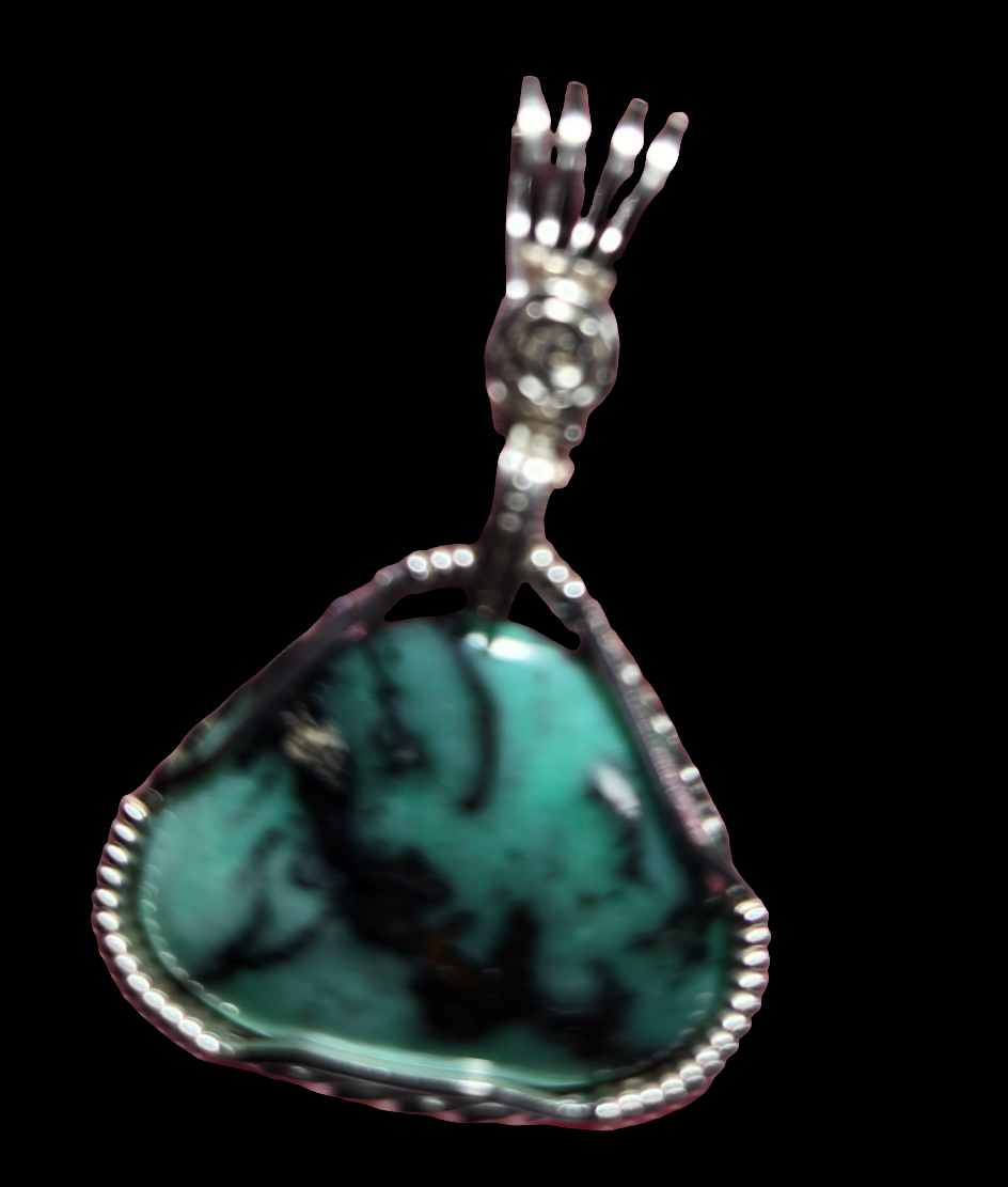 Custom Wire Wrapped Super Rare Variscite Snowville, NV Necklace/Pendant Sterling Silver