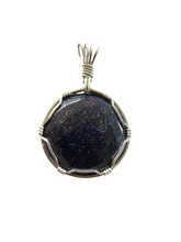 Load image into Gallery viewer, Blue Goldstone Faceted Stone Custom Necklace/Pendant Wire Wrapped Necklace