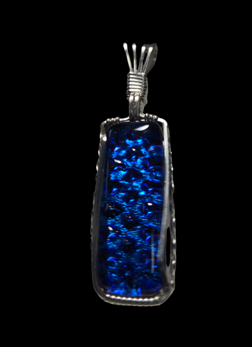 Custom Wire Wrapped Dichroic Glass Necklace/Pendant Sterling Silver