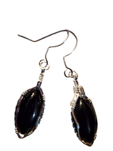 Load image into Gallery viewer, Custom Black Onyx Sterling Silver Wire Wrapped Earrings