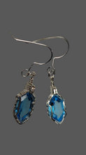 Load image into Gallery viewer, Custom Wire Wrapped Faceted Blue Topaz Earrings 8 ct Sterling Silver