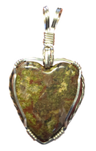 Load image into Gallery viewer, Custom Wire Wrapped Metabasalt Heart Necklace/Pendant Sterling Silver