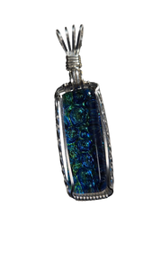 Custom Wire Wrapped Dichroic Glass Necklace/Pendant Sterling Silver