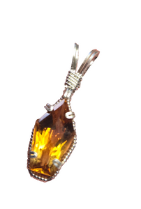 Custom Wire Wrapped Faceted Citrine 7.13 cts Necklace/Pendant  Sterling Silver