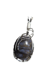 Load image into Gallery viewer, Custom Wire Wrapped Blue Quartz Madison County VA Necklace/Pendant Sterling Silver