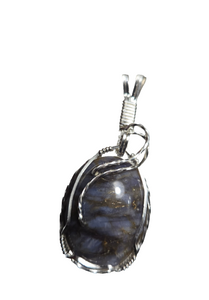 Custom Wire Wrapped Blue Quartz Madison County VA Necklace/Pendant Sterling Silver