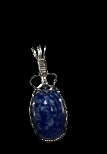 Custom Wire Wrapped European Vintage Stone Necklace/Pendant Sterling Silver