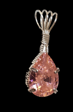 Load image into Gallery viewer, Custom Wire Wrapped Faceted Pink Sapphire Necklace/Pendant 18.5 ct Sterling Silver