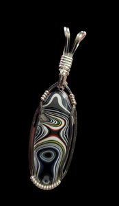 Custom Wire Wrapped Fordite Necklace/Pendant Sterling Silver