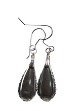 Load image into Gallery viewer, Custom Wire Wrapper Polished Hokie Stone Virginia Tech Gray Quarry: Earrings Sterling Silver