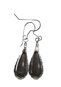 Custom Wire Wrapper Polished Hokie Stone Virginia Tech Gray Quarry: Earrings Sterling Silver