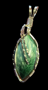 Custom Cut Polished & Wire Wrapped Green Bridewell Stone Set: Necklace/Pendant Earrings Sterling Silver