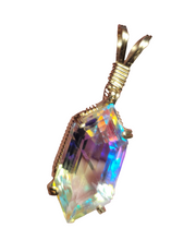 Load image into Gallery viewer, Custom Wire Wrapped Faceted Radiant Mystic Topaz 15 cts. Necklace/Pendant 14kgf
