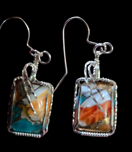 Load image into Gallery viewer, Custom Wire Wrapped Spiney Oyster Turquoise &amp; Bronze Set: Necklace/Pendant Earrings Sterling Silver