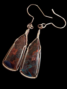 Custom Wire Wrapped Apache Chrysocolla Earrings Sterling Silver