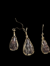 Load image into Gallery viewer, Custom Cut Polished &amp; Wire Wrapped Bleeding Crinoid Augusta VA Set: Necklace/Pendant &amp; Earrings 14kgf