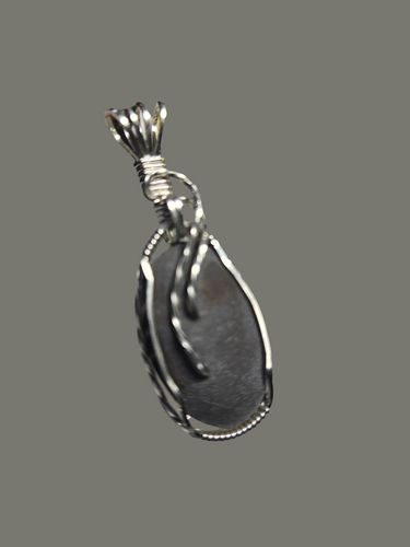 Custom Wire Wrapped unpolished Hokie Stone from Virginia Tech Quarries Necklace/Pendant Sterling Silver