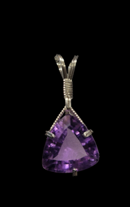 Custom Wire Wrapped Faceted Amethyst Necklace/Pendant Sterling Silver