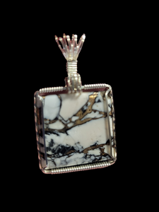 Custom Wire Wrapped White Buffalo & Bronze Necklace/Pendant Sterling Silver