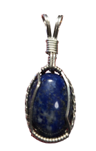 Load image into Gallery viewer, Custom Cut Polished &amp; Wire Wrapped Sodalite Necklace/Pendant Sterling Silver