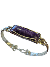 Load image into Gallery viewer, Custom Wire Wrapped Charoite Bracelet Size 7 1/4 Sterling Silver