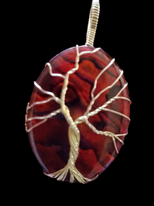 Custom Wire Wrapped Red Paua Shell Tree of Life Necklace/Pendant 14kgf
