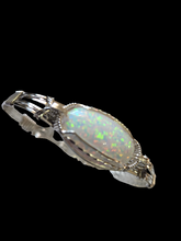 Load image into Gallery viewer, **SOLD**Custom Cut Polished &amp; Wire Wrapped Synthetic Opal Bracelet Size 7 Sterling Silver