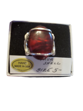 Load image into Gallery viewer, Custom Wire Wrapped Red Paua Shell Ring Size 5 1/2 Sterling Silver
