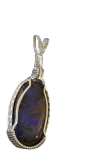 Custom Wire Wrapped Boulder Opal Necklace/Pendant Sterling Silver